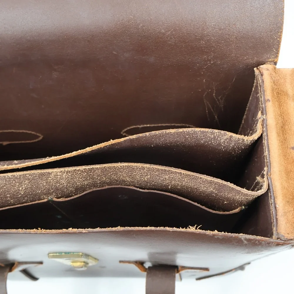 US Property Briefcase Leather Type VIII Brown Vintage Military Attache Bag 16in
